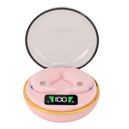 Small-Bluetooth-Ohrhörer, Kabellose Stereo-Ohrhörer, Bluetooth-Kopfhörer mit Digitalem Display, Ladehülle für Schlaf- und Arbeitsmusik (LightPink) von Sxhlseller