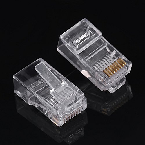 Sxhlseller 100 Stück Cat5e RJ45-Modularstecker, RJ45 8P8C-Kabel Modulare Steckerköpfe 8P8C-Vergoldungsstecker für eine Bessere Datenübertragung von Sxhlseller