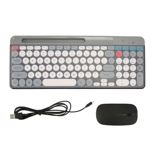 Sxhlseller 2,4 G Kabelloses Tastatur-Maus-Set, Kompakte Desktop-Gaming-Tastatur und Maus, Retro-Tastatur mit Runden Tastenkappen, Kleine Maus für PC, Laptop, für Windows (Black) von Sxhlseller
