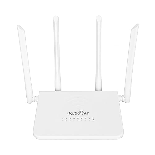 Sxhlseller 4G LTE Wireless Router mit SIM-Kartensteckplatz 300 Mbit/s, Freischaltung des Mobilen WLAN-Hotspots, 4 Antennen, für Asien 100-240 V (EU-Stecker) von Sxhlseller