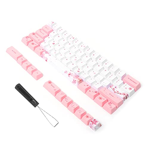 Sxhlseller 73 Tastenkappen - Gefärbte Tastenkappen mit Fünf Gesichtern für Mechanische Tastatur - PC-Teile für Tastaturzubehör mit Süßem Muster (6064 Sakura) von Sxhlseller