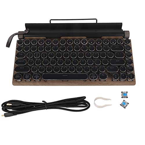 Sxhlseller 83 Tasten Retro-Schreibmaschinentastatur, Retro-verschleißfeste Mechanische Tastatur, Einstellbare Helligkeit, Schreibmaschinentastatur für Arbeit, Studium und Gaming von Sxhlseller