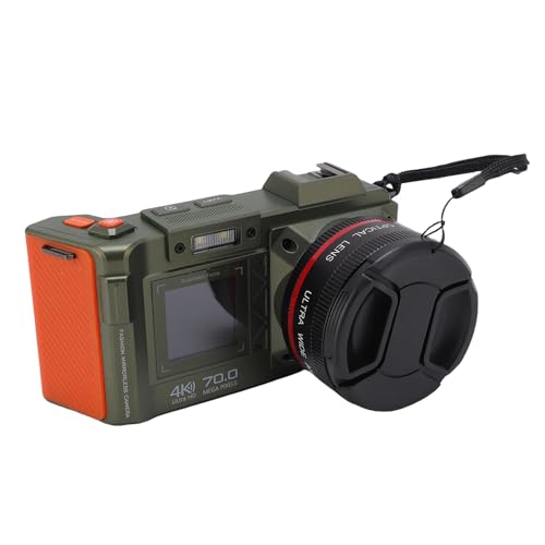 Sxhlseller DSLR -Kamera, 70MP 4K 50x Zoom Auto Focus Weitwinkel F1.8 Digitalkamera mit Doppelbildschirm für das Reisen, Ausgestattet mit WLAN, 50 -Fach Digitaler Zoom (Green) von Sxhlseller