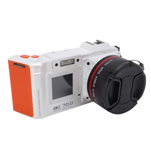 Sxhlseller DSLR -Kamera, 70MP 4K 50x Zoom Auto Focus Weitwinkel F1.8 Digitalkamera mit Doppelbildschirm für das Reisen, Ausgestattet mit WLAN, 50 -Fach Digitaler Zoom (White) von Sxhlseller