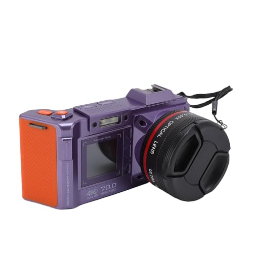 Sxhlseller DSLR -Kamera, 70MP 4K 50x Zoom Auto Focus Weitwinkel F1.8 Digitalkamera mit Doppelbildschirm für das Reisen, Ausgestattet mit WLAN, 50 -Fach Digitaler Zoom (violett) von Sxhlseller
