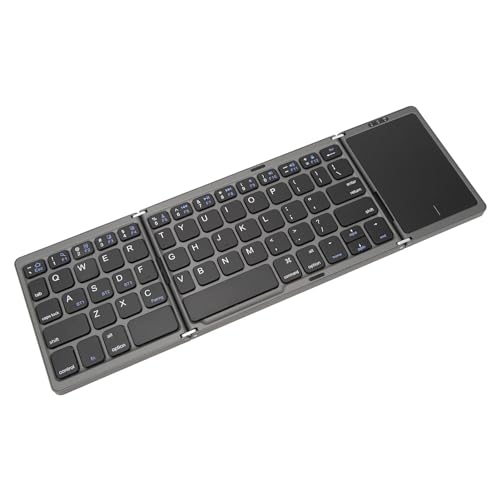 Sxhlseller Drahtlose BT-Tastatur mit Touchpad, Faltbare Kabellose Tastatur, Sperrbildschirm, Wiederaufladbarer 140-mAh-Akku, Tragbare Gaming-Tastatur für PC-Tablets (schwarz) von Sxhlseller