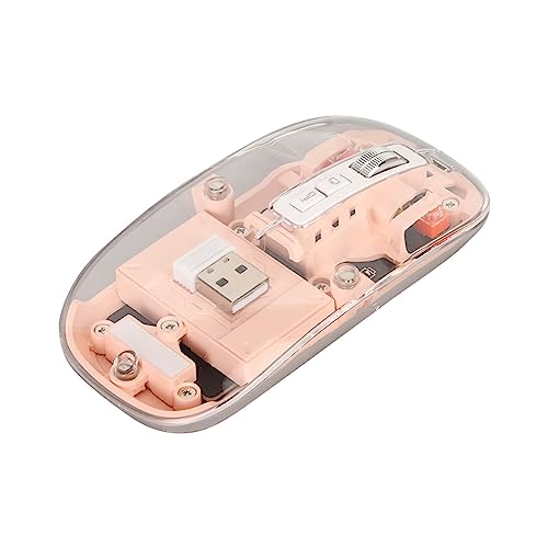 Sxhlseller Drahtlose Ergonomische Bluetooth-Maus, Transparente RGB-Dual-Mode-Gaming-Mäuse mit 4 DPI Bis zu 2400 und Integriertem Akku für PC/Laptop/Tablet/Smartphone (Rosa) von Sxhlseller