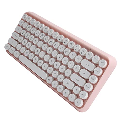Sxhlseller Drahtlose Tastatur 84 Tasten Retro Round Keycap Gaming Bürobedarf 308I 10 Meter Klassischer Trend für Spiele und Büro Komfortabel Bunt (Kirschrosa) von Sxhlseller