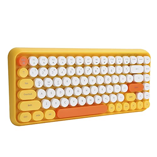 Sxhlseller Drahtlose Tastatur Bluetooth 84 Tasten Retro Round Keycap Gaming Büromaterial 308I Retro Schreibmaschinenelemente Klassisches und Trend Elegantes Farbenfrohes Design (Gelb) von Sxhlseller