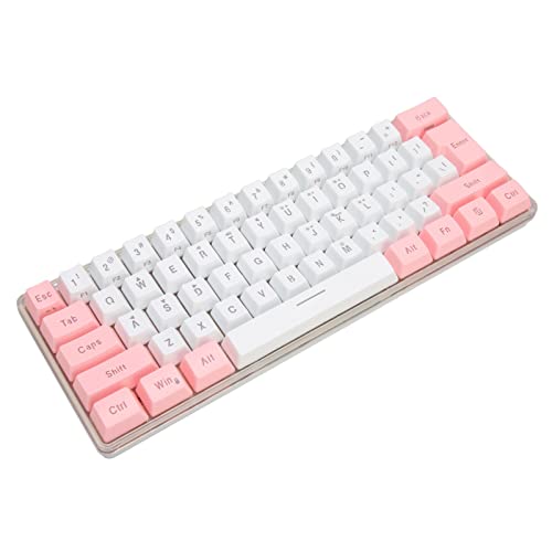 Sxhlseller Gaming-Tastatur, USB-Tastatur, Mechanische Tastatur, 61 Tasten, Kontrastfarbe, RGB-Licht, Tastenlinientrennung, Mechanische, Kabelgebundene Tastatur, Gaming-Tastatur (Weiß Rosa) von Sxhlseller