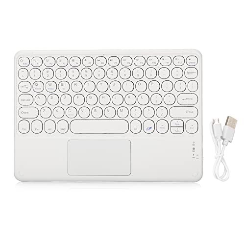 Sxhlseller Kabellose 10-Zoll-Bluetooth-Tastatur, Weiße Ultradünne Smart-Touch-Tastatur mit USB-Schnittstelle, Runde Tastenkappe, Kabellose Bluetooth-Tastatur für Tablet von Sxhlseller
