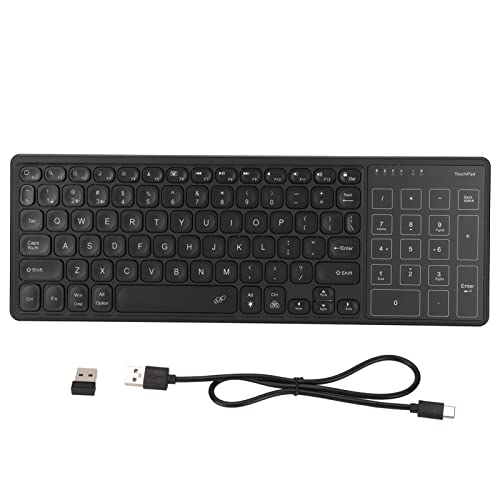 Sxhlseller Kabellose Tastatur mit Touchpad, 78 Tasten Kabellose 2,4-GHz-Tastatur mit 17 Tasten, Touchpad Plug and Play, Tragbare RGB-Tastatur mit Hintergrundbeleuchtung für Computer(Schwarz) von Sxhlseller