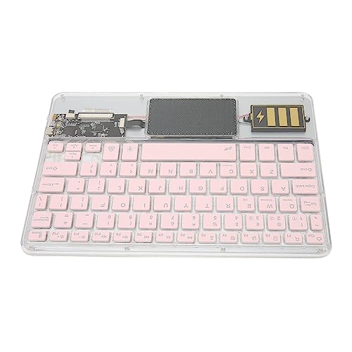 Sxhlseller Kabellose Wiederaufladbare Bluetooth-Tastatur, Transparente Acryl-Tastatur für Mehrere Geräte, Kompatibel mit IOS/Android/Windows für Smartphone/Tablet/Laptop/PC (Rosa) von Sxhlseller