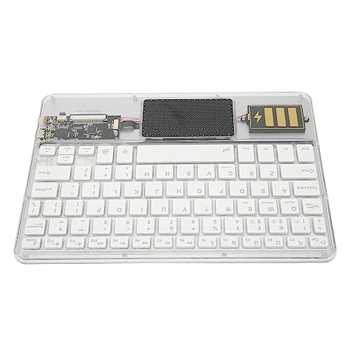 Sxhlseller Kabellose Wiederaufladbare Bluetooth-Tastatur, Transparente Acryl-Tastatur für Mehrere Geräte, Kompatibel mit IOS/Android/Windows für Smartphone/Tablet/Laptop/PC (Weiss) von Sxhlseller