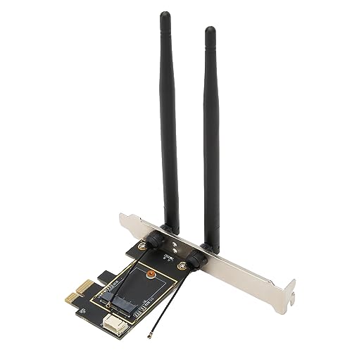 Sxhlseller M.2 auf PCIe Erweiterungskarte, 6 dB Dual Antenne WLAN Adapter für Desktop PC, Flexible M.2 auf PCIe X16 Computer Adapter Netzwerkkarte für Gaming von Sxhlseller