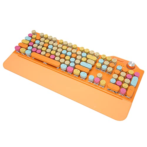 Sxhlseller Mechanische Gaming-Tastatur, LED-Hintergrundbeleuchtung, 107 Tasten, Hot-Swap-Tastatur, 2,4 GHz Kabellose Bluetooth-USB-C-Tastatur für Desktop-Laptop, Tablet, Spiel und Büro (Orange) von Sxhlseller