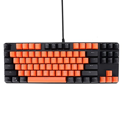 Sxhlseller Mechanische Gaming-Tastatur Kabelgebundene USB-Computertastatur mit 87 Tasten, 9 Hintergrundbeleuchtungsmodi Regenbogen-Hintergrundbeleuchtung, Ergonomisches Design (orange von Sxhlseller