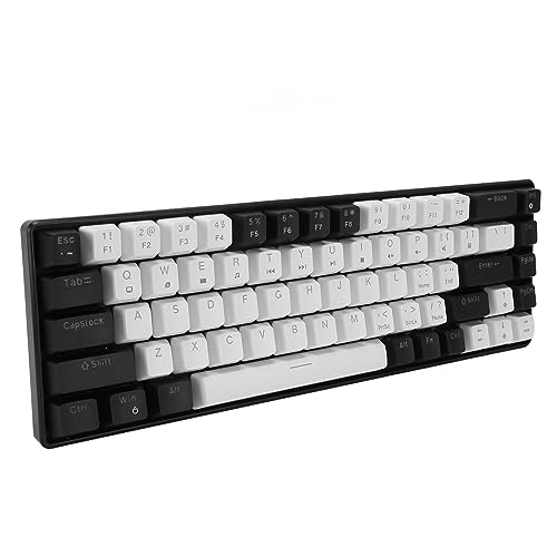 Sxhlseller Mechanische Gaming-Tastatur mit 68 Tasten, Eisblauer Hintergrundbeleuchtung, Zweifarbiger Tastenabdeckung, Ergonomischem Design, Starker Kompatibilität für, OS X, (Schwarz-Weiss) von Sxhlseller