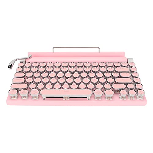 Sxhlseller Mechanische Schreibmaschinentastatur, 83 Tasten Blue Switch Bluetooth 5.0 Gaming-Tastatur, 3 Geräte FN Master, Mechanische Bluetooth-Tastatur Im Retro-Stil (rosa) von Sxhlseller
