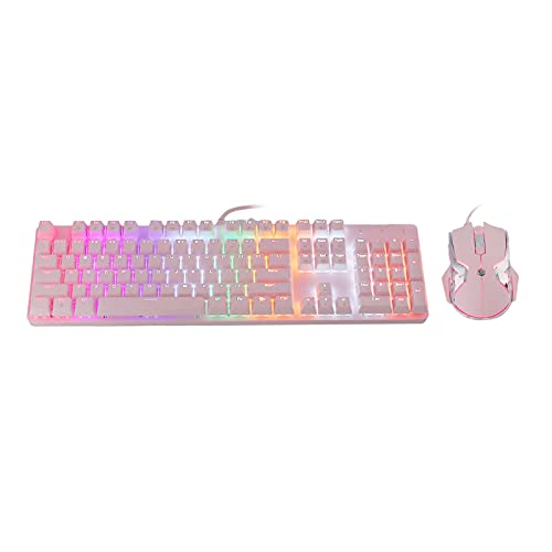 Sxhlseller Mechanische Tastatur, Tragbar, Ergonomisch, 104 Tasten, 22 Lichteffekte, Hochempfindliche Gaming-Tastatur für Gamer, PC-Tastatur, Gaming-Sets (pink) von Sxhlseller