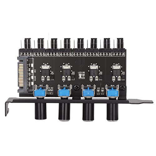 Sxhlseller PC 8-Kanal-Lüfter-Hub, 4-Knopf-Lüfter-Geschwindigkeitsregler für CPU-Gehäuse, HDD, VGA, PWM-Lüfter, Reduziert Lärm und Stromverbrauch, Langlebig und Stabil, Einfache Installation von Sxhlseller