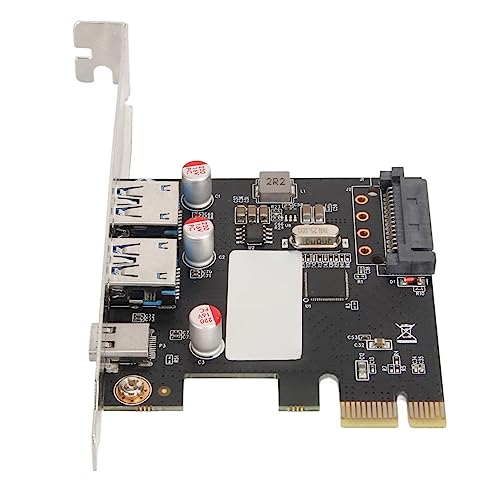 Sxhlseller PCIe zu USB 3.0 2Port Erweiterungskarte, 5 Gbit/s 1 Typ C 2 Typ A 15Pin SATA Power PCIe Controller Karte für Win Desktop PC von Sxhlseller
