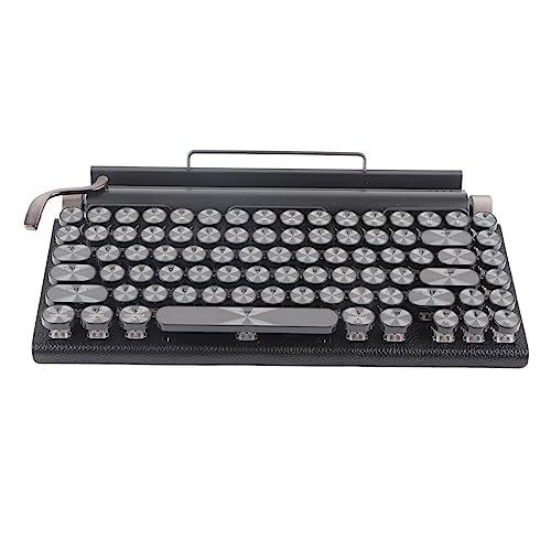 Sxhlseller Retro-Schreibmaschinentastatur, Kabellos, 83 Tasten, Vintage-Schreibmaschinen-Mechanische Tastatur mit Runder Metallkappe, Triple-Mode-Verbindungstastatur für Desktop-PC-Laptop von Sxhlseller