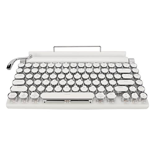 Sxhlseller Schreibmaschinen mechanische Tastatur, Retro Punk Gaming Tastatur, Blue Switch Mechanische Bluetooth Tastatur, 83 Tasten für Computer Desktop PC(Weiß) von Sxhlseller