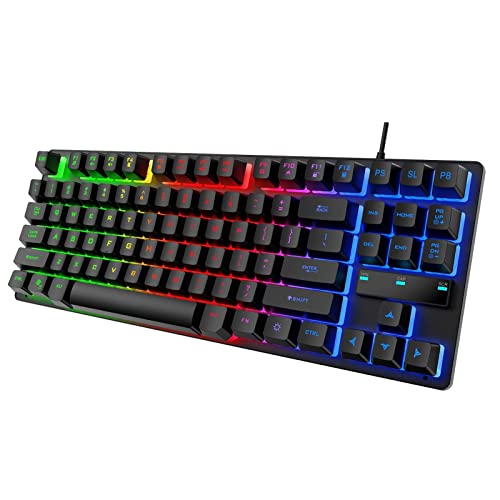 Sxhlseller Tastatur Tragbare Gaming-Tastatur Professionelle Mechanische Tastatur mit Empfindlicher Auslösung Leichte Zweifarbige PC-Tastatur mit Nähten für Desktop-Laptop-Gaming-Tastaturen(Schwarz) von Sxhlseller