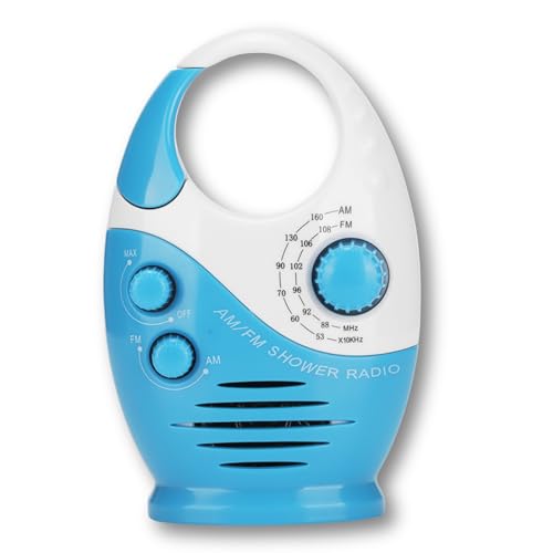 Tragbares Radio, Hakentyp Blau AM FM Radio Batteriebetriebenes, Wasserdichtes Duschradio mit Eingebautem Lautsprecher, Praktisches Radio für Rundfunk, Musik, Nachrichten von Sxhlseller