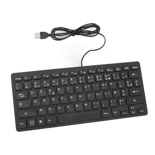 Sxhlseller Ultradünne Tastatur mit 78 Tasten, USB-Kabel, Kompakte Tastatur mit Leisen Tastenanschlägen, Spritzwassergeschützt für Zweisprachige Benutzer (Französisches AZERTY-Layout) von Sxhlseller