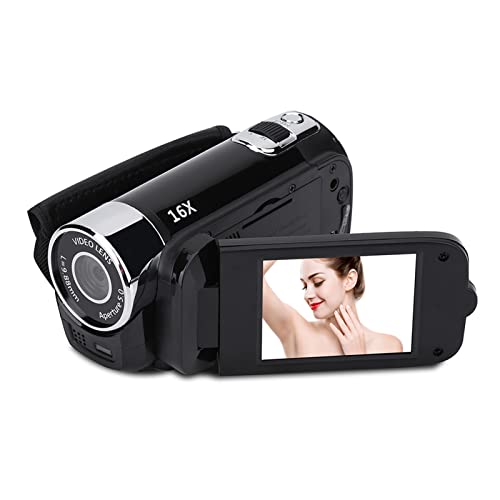 Sxhlseller Videokamera-Camcorder, Tragbarer Digitaler Video-Camcorder, Handliche Kamera, Full-HD-Rotation, 16-Fach Hochauflösender Digital-Camcorder, Video-DV-Kamera, Videokamera für Kinder(Schwarz) von Sxhlseller