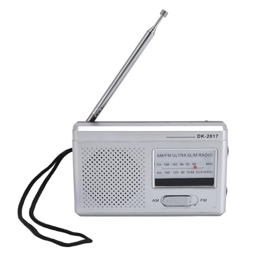 Tragbarer AM-FM-Transistor-Radio-Batterie mit Kopfhörerbuchse und Integriertem Lautsprecher, Kompaktes Pocket-Radio für Reisen, Startseite, Outdoors, DK-2017-Modell (Silver) von Sxhlseller