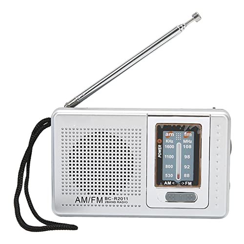 Tragbares AM/FM Radio, Batteriebetriebener Vintage Lautsprecher für Echtzeitnachrichten, Klassisches Taschenradio mit Eingebautem Lautsprecher für Reisen Im Freien, Silbergrau von Sxhlseller