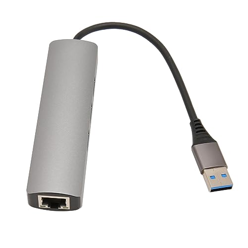 USB-zu-RJ45-Hub, USB-zu-RJ45-Adapter, 3 X USB 3.0 1 Gbit/s-Übertragung, Tragbarer USB-zu-Ethernet-Adapter für Laptop, Tablet, Desktop (Silber) von Sxhlseller