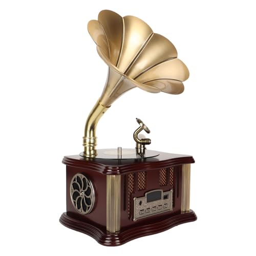 Vintage-Grammophon-Bluetooth-Lautsprecher, Bronze-Vintage-Retro-Klassiker-Grammophon-Form-Lautsprecher-Spieluhr für Heim- und Unterhaltungsdekorationen, Urlaub, Party und von Sxhlseller