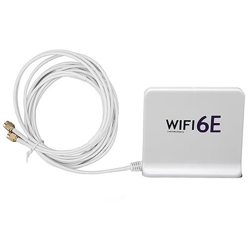 WiFi 6E Netzwerkkarte, Omnidirektionale 4 DBi High Gain Wireless Netzwerkkartenantenne mit SMA Anschluss, 2,4 GHz 5,8 GHz Dualband WLAN Netzwerkkarte für Desktop PC (Weiss) von Sxhlseller