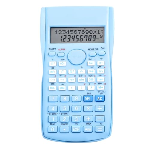 Wissenschaftlicher Taschenrechner, 12-Bit-Mathe-Rechner mit 240 Funktionen, Großem Display, Verschiebbarem Hardcover für Lehrer der Mittelstufe (Blau) von Sxhlseller