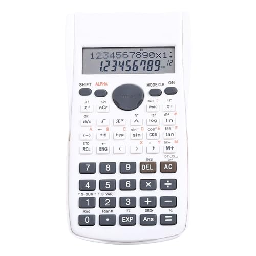 Wissenschaftlicher Taschenrechner, 12-Bit-Mathe-Rechner mit 240 Funktionen, Großem Display, Verschiebbarem Hardcover für Lehrer der Mittelstufe (Weiß) von Sxhlseller