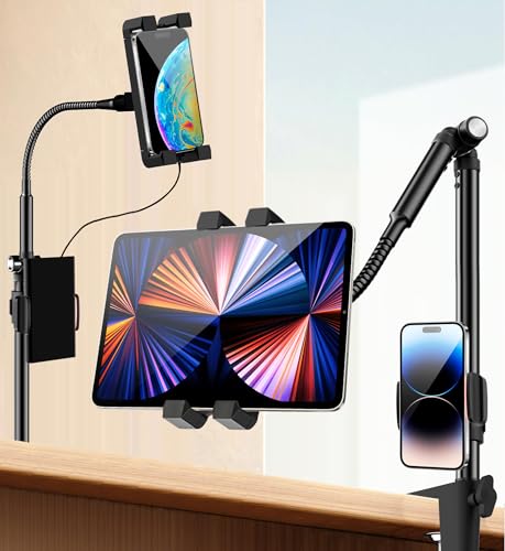 Sxuan 2-in-1 Schwanenhals Tablet Halterung Bett, Tablet Halterung Tisch mit 2 360° drehbaren Halter, Tablet Ständer höhenverstellbar für iPad Pro 12,9, iPad Air Mini, Tab, alle Tablet 4,7-13 Zoll von Sxuan