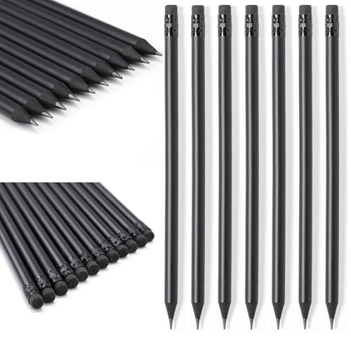 Sxutop 100 Stück Holzbleistift Schwarz Bleistifte HB Set Bleistifte Schwarz mit Radiergummi Graphitstifte Skizzierstifte Holz Bleistift Büro Schule Schreiben für Skizzieren Zeichnen Färbung 19 cm Lang von Sxutop