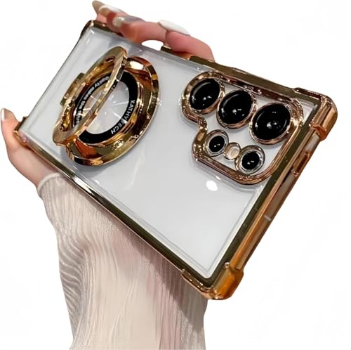 Anti-Fall Phone Case mit unsichtbarem Ring Ständer für Samsung, Galvanisierte Vier Ecken Anti-Drop Airbag Ultra Dünn Handyhüllen Gold Anti-Fall Phone Case mit unsichtbarem Ring Ständer für Samsung, Galvanisierte Vier Ecken Anti-Drop Airbag Ultra Dünn Handyhüllen Gold von Syanus