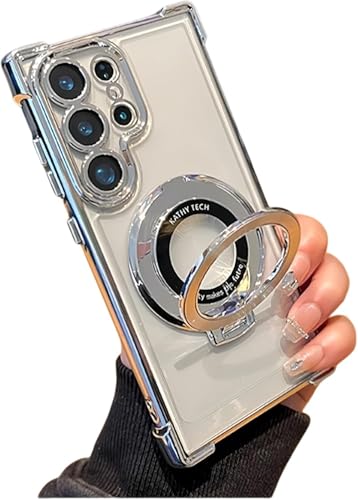 Anti-Fall Phone Case mit unsichtbarem Ring Ständer für Samsung, Galvanisierte Vier Ecken Anti-Drop Airbag Ultra Dünn Handyhüllen Silber Anti-Fall Phone Case mit unsichtbarem Ring Ständer für Samsung, Galvanisierte Vier Ecken Anti-Drop Airbag Ultra Dünn Handyhüllen Silber von Syanus