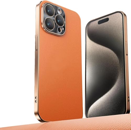 Galvanisierte Metalllinse, ultradünne Leder-Schutzhülle für iPhone 14/15/16 Pro Max, Luxus-Metalllinse, Leder-Schutzhülle, Orange Galvanisierte Metalllinse, ultradünne Leder-Schutzhülle für iPhone 14/15/16 Pro Max, Luxus-Metalllinse, Leder-Schutzhülle, Orange von Syanus