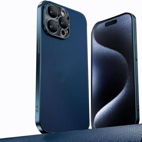 Galvanisierte Metalllinse, ultradünne Leder-Schutzhülle für iPhone 14/15/16 Pro Max, luxuriöse Metalllinse, Leder-Schutzhülle, Blau Galvanisierte Metalllinse, ultradünne Leder-Schutzhülle für iPhone 14/15/16 Pro Max, luxuriöse Metalllinse, Leder-Schutzhülle, Blau von Syanus