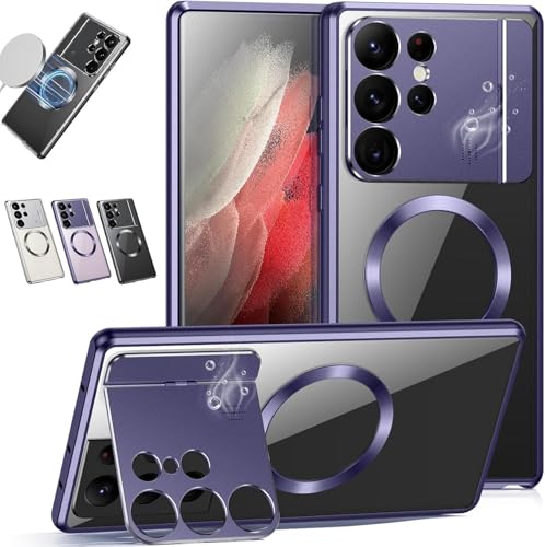 Magnetische Saugnapf-Halterung, Aromatherapie-Handyhülle, magnetische Metallhülle, Legierung, Objektivschutz, Ständer, für Samsung S24, S23, S22, S21 Ultra, Violett von Syanus