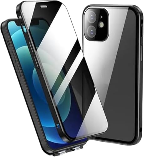 Syanus Handyhülle Magnetische Adsorption Metall Privatsphäre Hülle für iPhone, 360 Grad Vorne und Hinten Gehärtetes Glas Cover Schwarz Syanus Handyhülle Magnetische Adsorption Metall Privatsphäre Hülle für iPhone, 360 Grad Vorne und Hinten Gehärtetes Glas Cover Schwarz von Syanus
