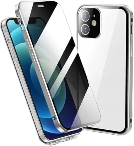 Syanus Handyhülle Magnetische Adsorption Metall Privatsphäre Hülle für iPhone, 360 Grad Vorne und Rückseite Gehärtetes Glas Abdeckung Silber Syanus Handyhülle Magnetische Adsorption Metall Privatsphäre Hülle für iPhone, 360 Grad Vorne und Rückseite Gehärtetes Glas Abdeckung Silber von Syanus