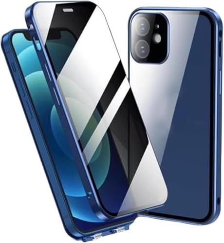 Syanus Handyhülle Magnetische Adsorption Metall Privatsphäre Hülle für iPhone, 360 Grad Vorne und Rückseite Gehärtetes Glas Cover Blau Syanus Handyhülle Magnetische Adsorption Metall Privatsphäre Hülle für iPhone, 360 Grad Vorne und Rückseite Gehärtetes Glas Cover Blau von Syanus