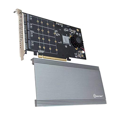 IO Crest Quad M.2 NVMe Ports auf PCIe 3.0 x16 Schnittstelle (x8 Bandbreite) Bifurkation Riser Controller von Syba